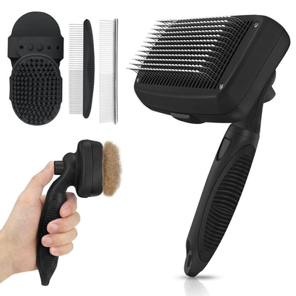 Self Cleaning Shedding Brush - 5-In-1 Professional Pet Grooming Kit Skin Friendly Grooming Tool for Dogs, Cats, and Puppies, Deshedding and Hair Removal for Long and Short Haired Pets, Blue10