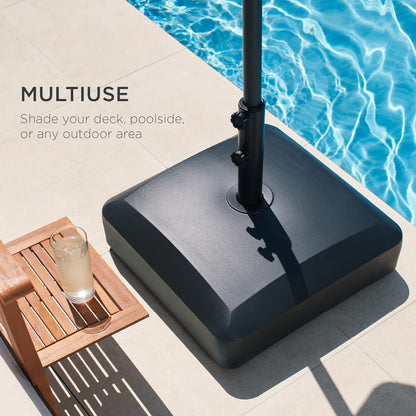 Best Choice Products 123Lb Capacity Fillable Mobile Umbrella Base Heavy Duty Market Stand for Patio, Deck, Poolside W/ 4 Wheels, 2 Locks, 2 Knobs, Wind-Resistant Design - Black5