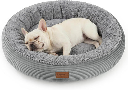 Love'S Cabin round Donut Cat and Dog Cushion Bed, 20In Bed for Cats or Small Dogs, Anti-Slip & Water-Resistant Bottom, Super Soft Durable Fabric Pet Beds, Washable Luxury Cat & Dog Bed Gray33