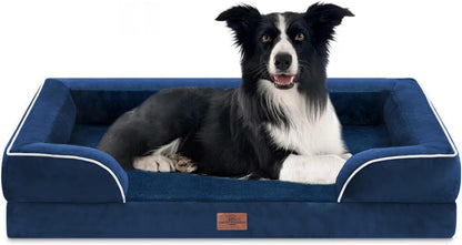 Comfort Expression Orthopedic Dog Bed for Extra Large Dogs with Bolster | Waterproof Dog Couch Bed with Washable Cover & Non-Slip Bottom, Supportive Egg Crate Foam XL Pet Bed, 42X30 Inch132