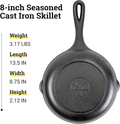 8" Cast Iron Skillet - Chef Collection - Perfect Sear - Ergonomic Handles - Superior Heat Retention - Cast Iron Cookware & Skillet6