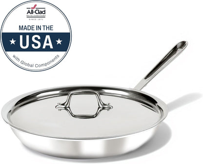 All-Clad D3® Stainless Steel 10 Inch Frying Pan Covered- Made in the USA- the Original Bonded Professional Cookware- Oven Safe & Induction Compatible3