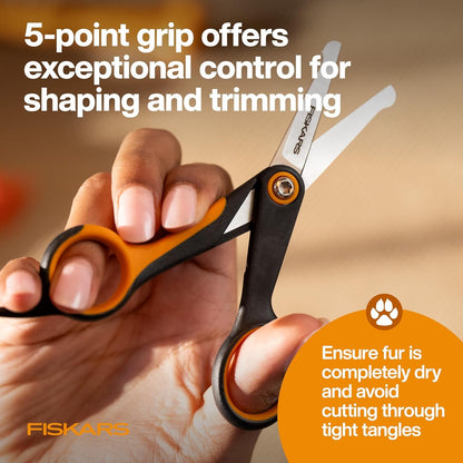 Fiskars Pet Grooming Detailing Scissors for Dogs & Cats, 5.5", Orange/Black | Detailing Scissors with Rounded Tips & Softgrip Handle, Cat and Dog Supplies4