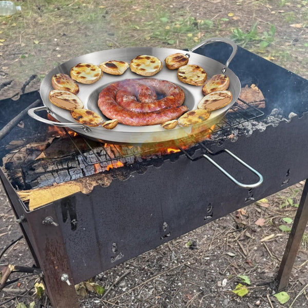 2 Pcs Stainless Steel Comal Frying Bowl Cookware 16 Inch Mexican Style Wok Inoxidable Concave Outdoors Stir Fry Discada Pan for outside Cooking5