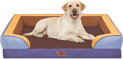 Comfort Expression Orthopedic Dog Bed for Extra Large Dogs with Bolster | Waterproof Dog Couch Bed with Washable Cover & Non-Slip Bottom, Supportive Egg Crate Foam XL Pet Bed, 42X30 Inch197