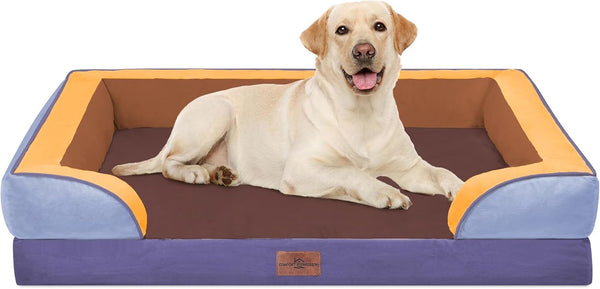 Comfort Expression Orthopedic Dog Bed for Extra Large Dogs with Bolster | Waterproof Dog Couch Bed with Washable Cover & Non-Slip Bottom, Supportive Egg Crate Foam XL Pet Bed, 42X30 Inch197