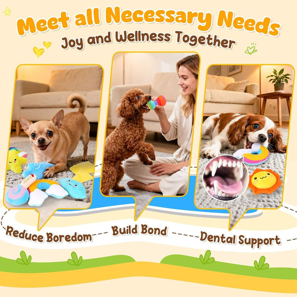 KIPRITII Whimsical Squeaky Dog Toys for Small Dogs & Puppies – Plush Toys Pack with Storage Bag, 9 Pcs Stuffed Puppy Chew Toys with Squeakers to Relieve Boredom5