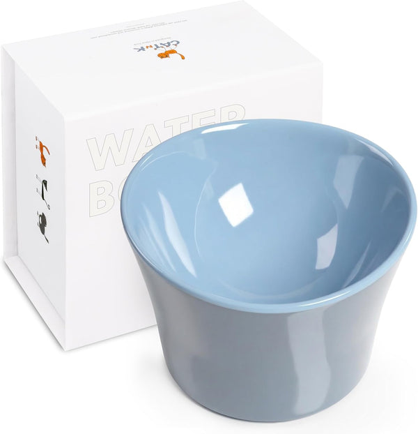 Elevated Cat Bowls for Water – Whisker & Neck Fatigue Shallow Cat Dishes – Raised Bowl for Indoor Cats – Vet-Recommended Height, Modern Pedestal Design – Non-Slip & Dishwasher-Safe – 8 Oz Powder Blue1