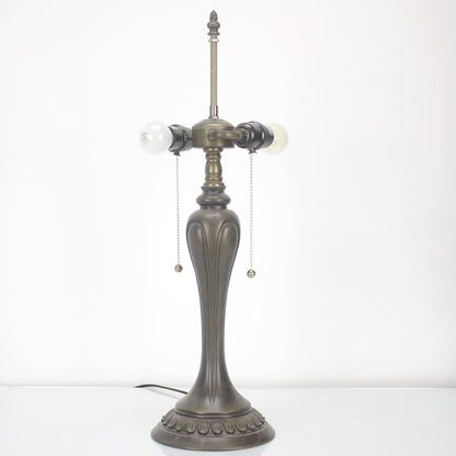 Table Lamp Base Replacement Only with 6 Pcs Bulb, Wide 6.5 Height 24 Inch, Fit for 12, 14, 16, 18 Inch Tiffany Style Stained Glass Lampshade, Dark Bronze Finish, Resin, Pull Chain Switch2