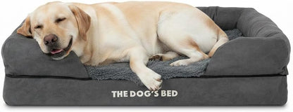 The Dog’S Bed Orthopedic Memory Foam Dog Bed with Bolsters for Large Dogs, High Density Support Mattress, Low Front Entry, Removable Washable Cover, Oxford Fabric, Blue with Dark Red Trim, Large17