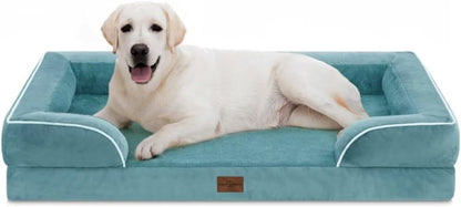 Comfort Expression Orthopedic Dog Bed for Extra Large Dogs with Bolster | Waterproof Dog Couch Bed with Washable Cover & Non-Slip Bottom, Supportive Egg Crate Foam XL Pet Bed, 42X30 Inch170