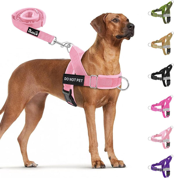 Slowton No Pull Dog Harness - Heavy Duty Dog Harness and Leash Set for Medium Large Dogs, Reflective Tactical Harness with Soft Padded and Front Clip for Easy Walk and Training (Black L)13