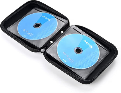 CD Case, 28 Capacity Protective Zipper Disc Wallet for Car | EVA Shock-Resistant, Lightweight Portable, DVD Blu-Ray Storage Organizer, Scratch-Resistant Sleeves, for Home Office Travel4