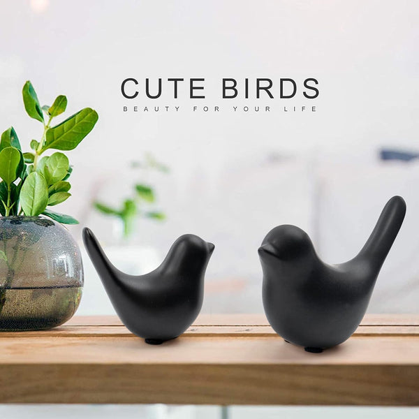 Small Birds Statues Home Decor Modern Style Decorative Ornaments for Living Room Decor, Bedroom, Office Desktop, Cabinets (Black 2Pcs Birds)3