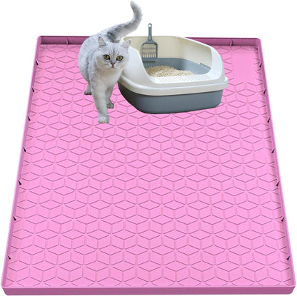 Cat Litter Mat for Litter Box, Silicone Large Cat Litter Trapping Mat - 40X28 In, Waterproof & Non-Slip, Durable & Easy Clean, Light Gray13