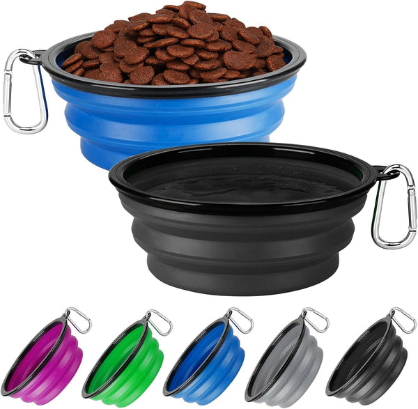 Collapsible Dog Bowl Large 34Oz, Travel Dog Water Bowl Portable | 2 Pack, 2 Carabiner Clips, Silicone Travel Dog Bowl Foldable, Feeding Watering Dish Bowl, for Parking, Walking, Camping12