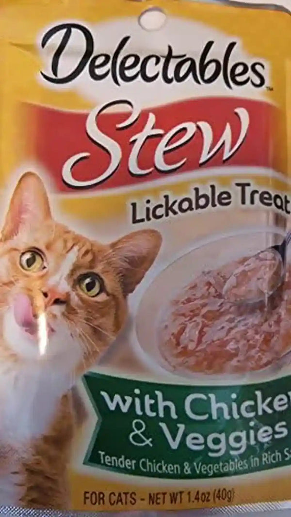 Delectables Stew Lickable Treat with Chicken & Veggies in Rich Sauce (4-POUCHES) (NET WT 1.4 OZ EACH)1