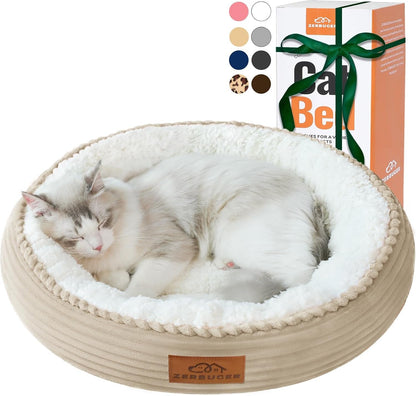 Zerbuger 20In Washable Cat Beds for Indoor Cats - round Donut Pet Bed for Cats, Small Dogs, Puppy, Kitten - Anti-Slip Bottom, Calming Bed Gift - Pink17