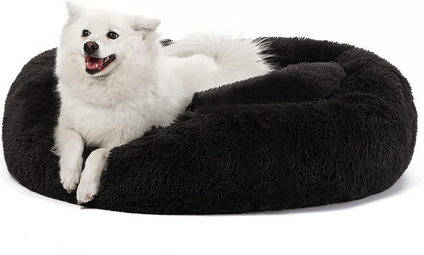 JOLLYVOGUE Small Dog Bed, Calming Soft Anti-Anxiety Donut Cat Bed, Washable round Fluffy Cushion for Small and Medium Pets (20")50