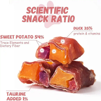 Pawmate Duck Double Purple Sweet Potato Wraps Dog Treats, Healthy Low Fat Dog Jerky High Protein for Training Treats Snacks, Chewy for Small Medium Large Dogs 12-15 Counts2