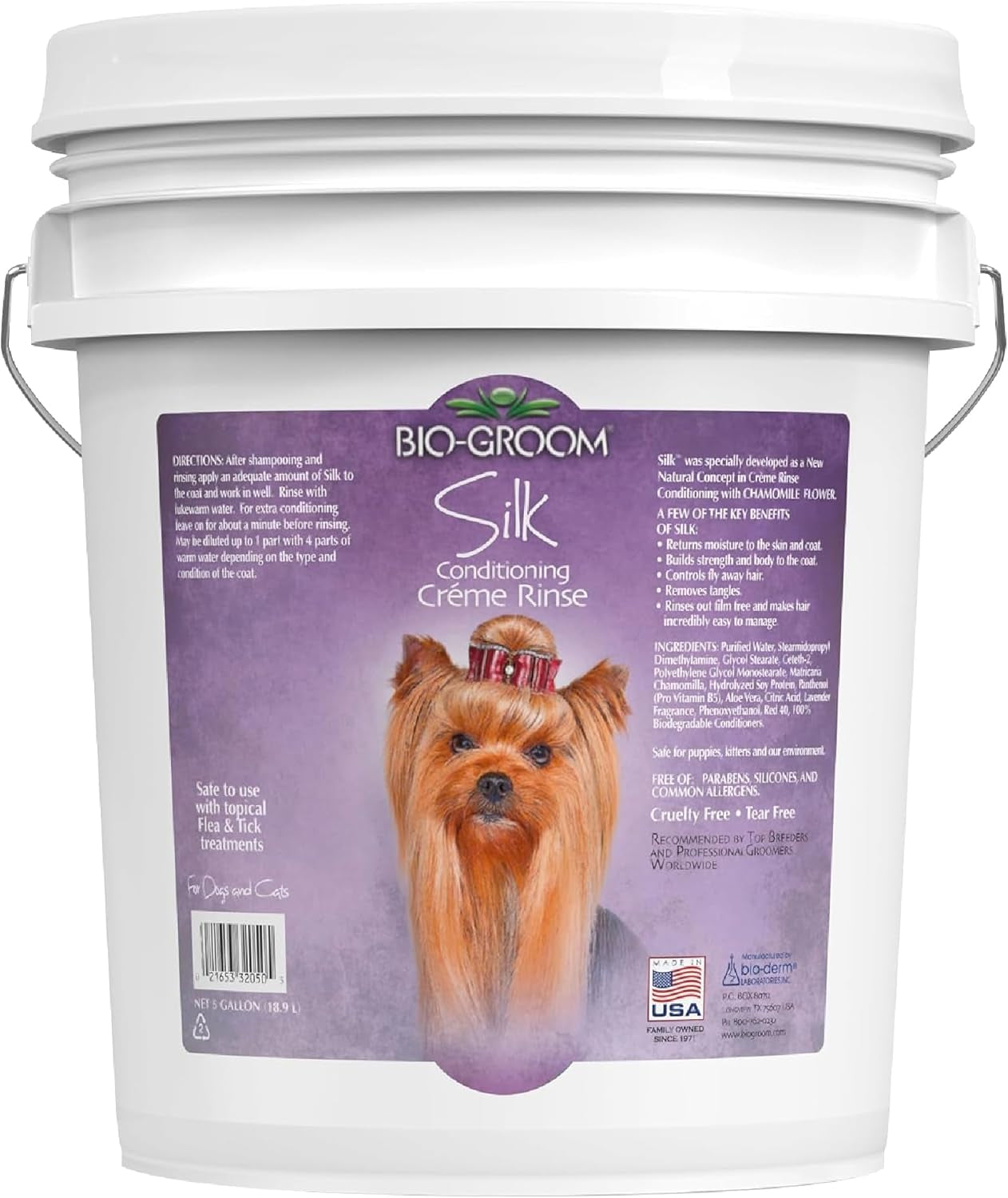 bio-groom-silk-creme-rinse-dog-puppy-conditioner-hair-detangler-for-dogs-moisturizes-skin-coat-removes-tangles-frizz-made-in-usa-1-gallon