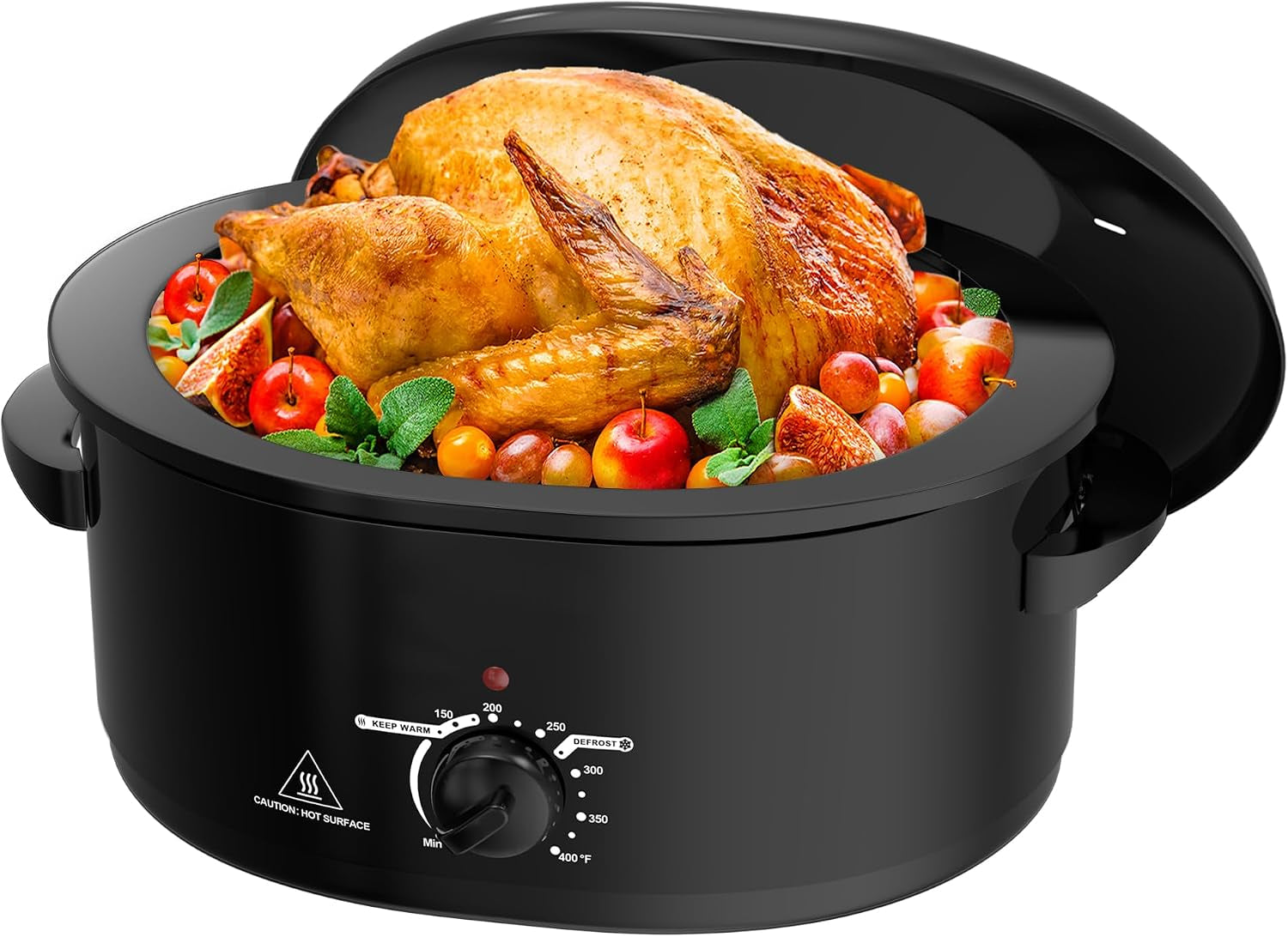 8-quart-roaster-slow-cooker-2-in-1-electric-roaster-up-to-400-f-removable-roaster-pan-easy-to-clean-black