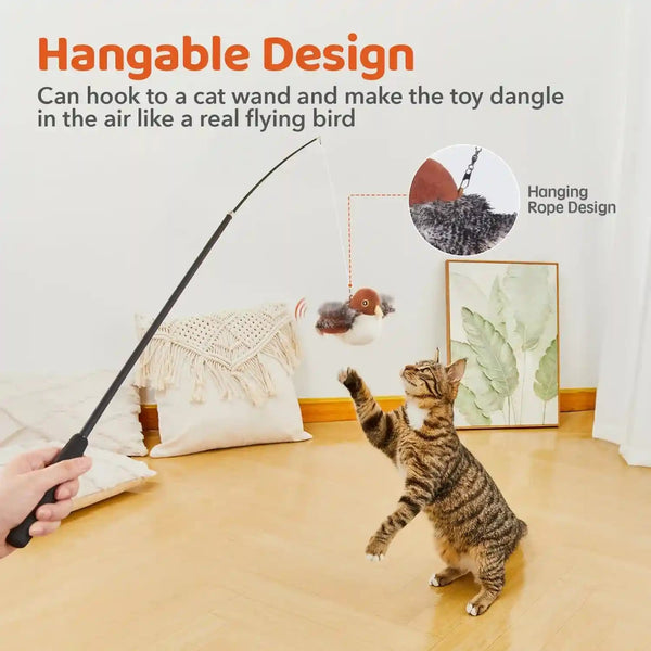 Potaroma Cat Toys Rechargeable Flapping Bird Sparrow, Lifelike Chirp Tweet, Touch Activated Kitten Toy Interactive Cat Exercise Toys for All Breeds Cat Kicker Catnip Toys 4.0 Inches | Touch Activated, Interactive Kitten Exercise for All Breeds with Catnip, 4.0 Inches6