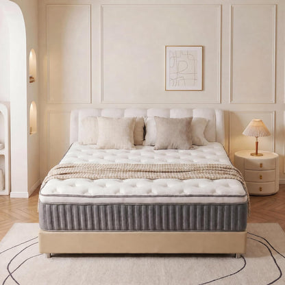 Queen Mattress, 12 Inch Hybrid Queen Mattress in a Box, Medium Firm Memory Foam Mattress, with Individual Pocket Springs, Upgrade Zoned Support, Motion Isolation&Pressure Relief, Certipur-Us1