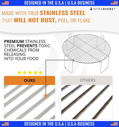 4 Inch Stainless Steel Grill Rack Compatible with Nuwave® Oven Pro, Primo, Nutrichef, Black Decker | Reversible Grate Accessory for Cooking, Baking, Cooling in Infrared Kitchen Convection Toaster Oven2