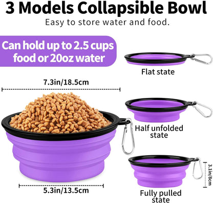 Collapsible Dog Bowls-2 Pack Large Size for Large/Medium Dogs, Pet Travel Water Bowl, Dogs Cat Portable Water Bowl, Dog Pet Feeding Watering Dish Outdoor Hiking Parking Traveling with 2 Carabiners4