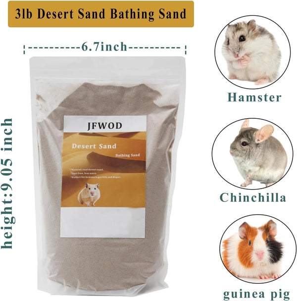 Hamster Bath Sand, 3Lb Dust Free Desert Sand or Potty Litter Sand for Hamster Chinchillas Gerbil Syrian Mice Small Animals(Beige)3