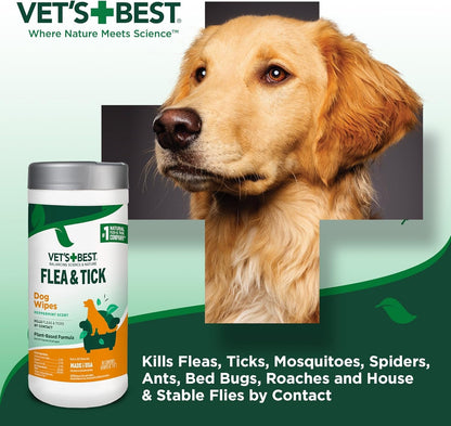 Vet'S Best Flea & Tick Wipes for Dogs, Plant-Based, Pest Control, 50 Count | Plant-Based Flea & Tick Wipes, Essential Oils, Helps Control Fleas & Ticks, for Dogs, Kennels & Home Use3