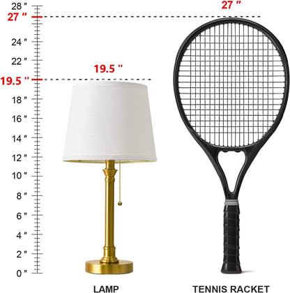 19.5” Brass Gold Small Table Lamps Set of 2 for Living Room Bedroom | Pull Chain Switch Bedside Table Lamps, White Linen Shade, Small Desk Lamp for Living Room, Bedroom, Home Office, Nursery6