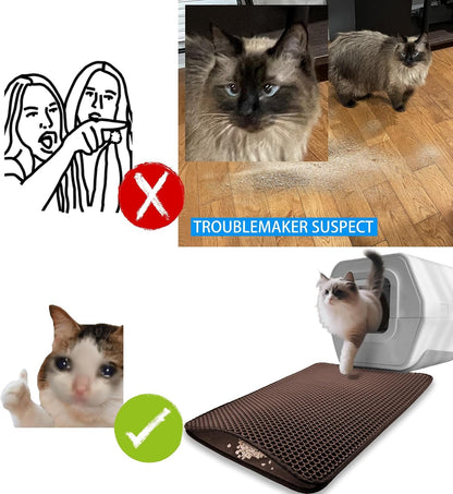 HTTMT- Cat Litter Mats 25.6X22 Inch (65X55Cm) Pet Supplies & Housebreaking Brown Cat Litter Double Layer Pad Trapper Folding Pad EVA Foam Rubber6