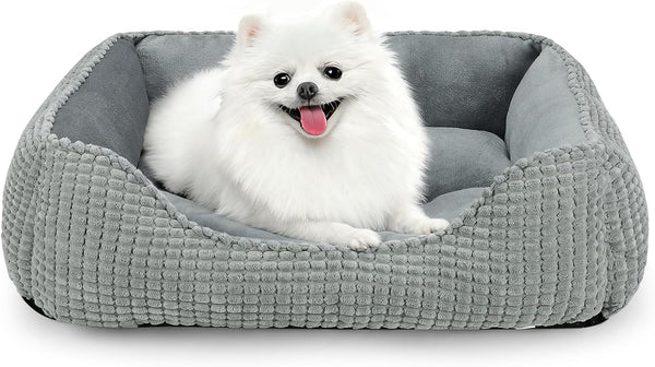 MIXJOY Dog Bed for Large Medium Small Dogs, Rectangle Washable Sleeping Puppy Bed, Soft Calming Cat Beds for Indoor Cats, Orthopedic Pet Sofa Bed, Anti-Slip Bottom with Multiple Size (20'', Grey)9