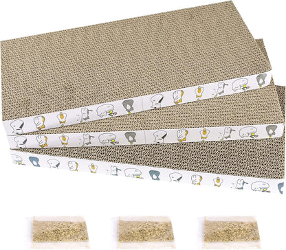Patiencet Cat Scratch Pad with Box, 4 Pack Cardboard Cat Scratcher Lounge Bed for Indoor Cats, Reversible Corrugated Scratching Board Refill with Catnip11