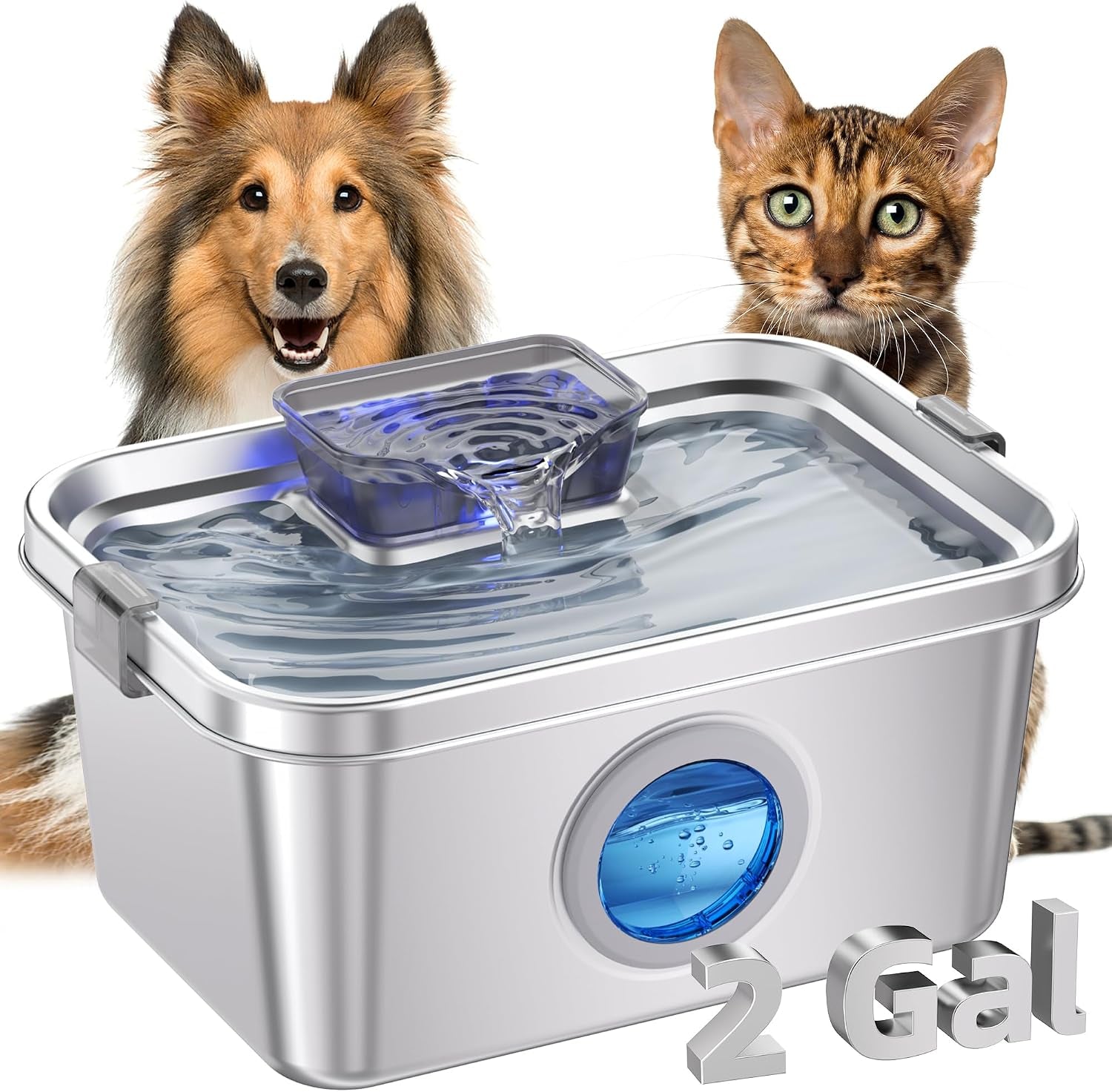 petimi-dog-water-fountain-2-gallon-304-stainless-steel-large-pet-water-fountain-for-dogs-cats-ultra-quiet-indoor-pet-fountain-safety-lock-3-replacement-filters-included-smart-pump-protection