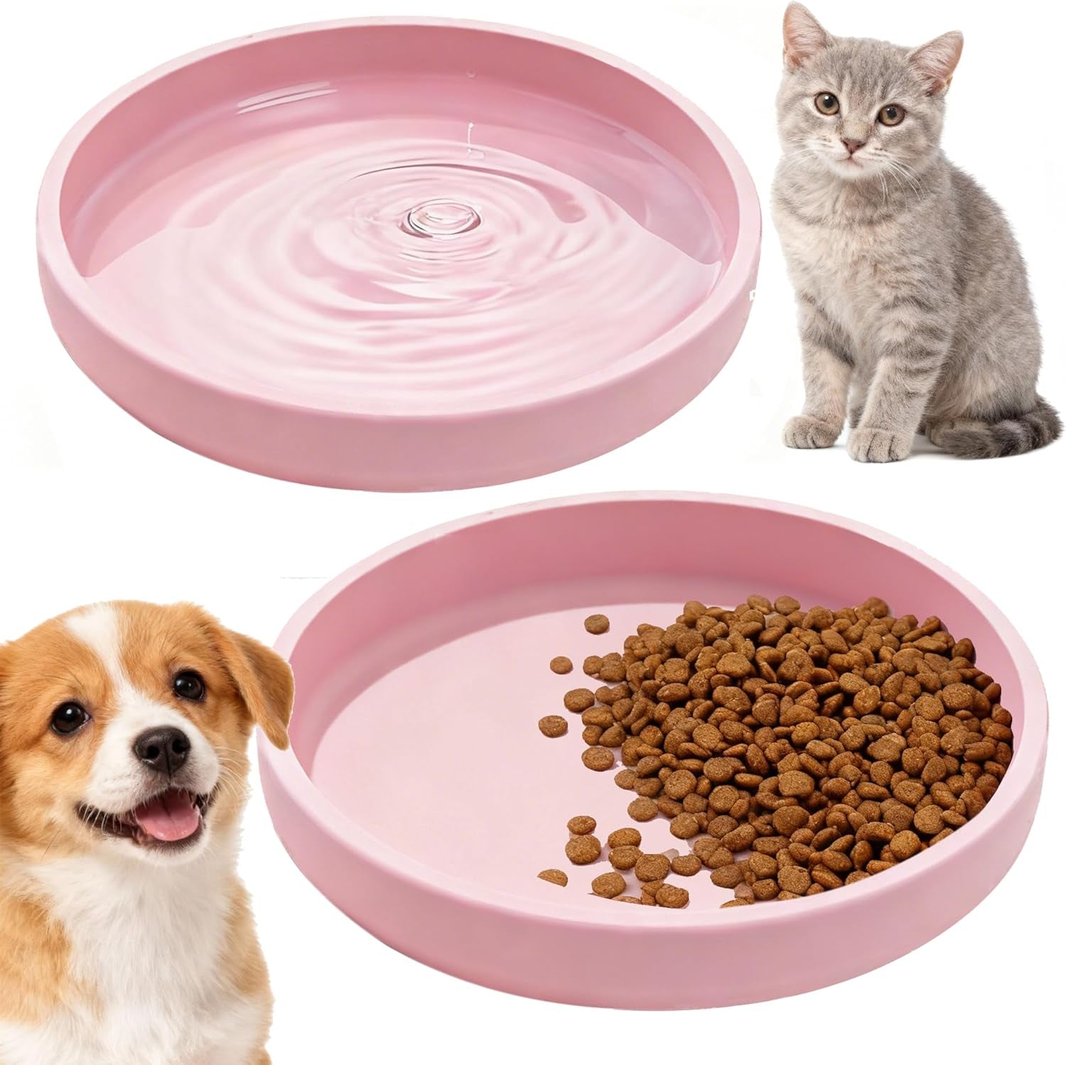 silicone-cat-bowl-shallow-non-slip-cat-dishes-set-of-2-relief-whisker-fatigue-small-pet-dog-bowls-for-dry-wet-food-round-grey