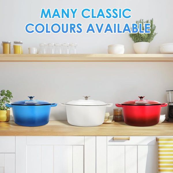 6 Qt Enameled Cast Iron Dutch Oven Pot with Lid，Oven Safe up to 500° F, Heavy-Duty Non-Stick Dutch Oven with Dual Handles for Bread Baking, Fry Foods, Braising, Stews, Roasting (Blue)8
