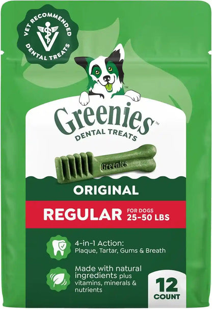 Greenies Regular Dental Dog Treats, Original Chicken Flavor, 36 Count | Clinically-Proven, Veterinarian-Recommended, 47% Less Tartar & 40% Less Plaque in 28 Days, for Dogs 25-50 Lbs, 36 Oz. Pack15