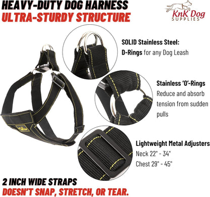 KNK Heavy Duty Dog Harness for Pitbull and Bullies – Tactical Dog Harness for Large Dogs and XL Breeds – Ultra-Durable Chest Support for Training, Walking and Strong Breeds3