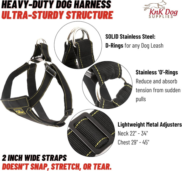 KNK Heavy Duty Dog Harness for Pitbull and Bullies – Tactical Dog Harness for Large Dogs and XL Breeds – Ultra-Durable Chest Support for Training, Walking and Strong Breeds3