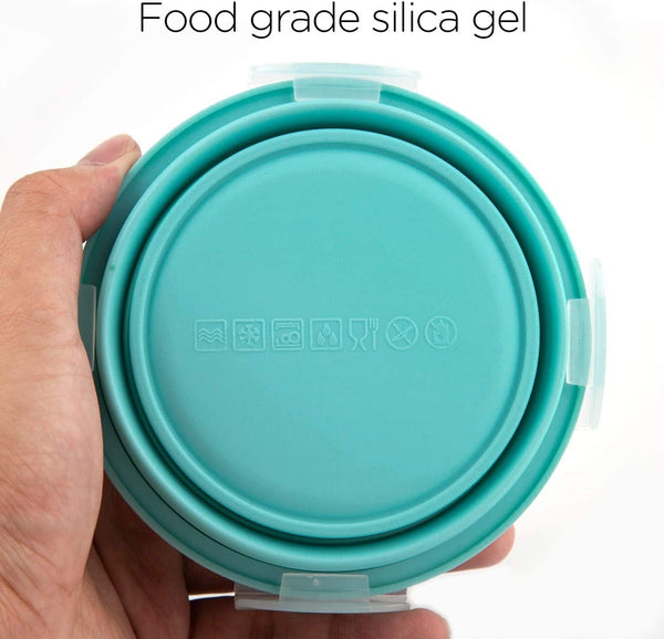 Luter 2 Pieces Collapsible Dog Bowls Silicone Food Water Travel Foldable Bowl with Lids Portable Expandable Pet Feeding Watering Cup Dish for Walking Kennels Camping 350Ml (12X12X3Cm) (Pink & Blue)3