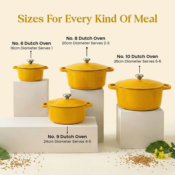 Enameled Cast Iron Dutch Oven/Biryani Pot with Lid, 5 QT Heavy Duty Casserole Pot – Non Toxic PFAS Free Cookware – Oven Safe Bread & Soup Pot – Induction Compatible Enamel Cast Iron (Mustard, 26 CM)7