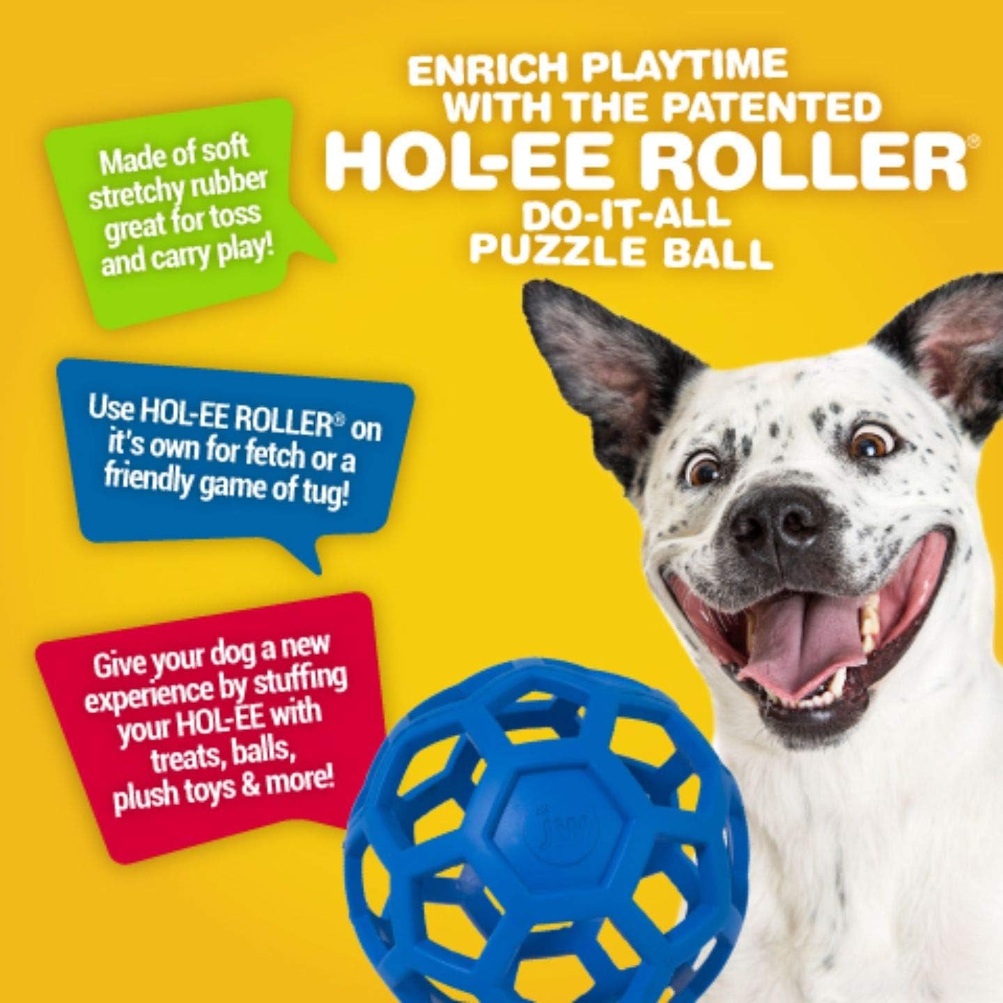 jw-pet-hol-ee-roller-dog-toy-puzzle-ball-natural-rubber-small-3-inch-diameter-colors-may-vary