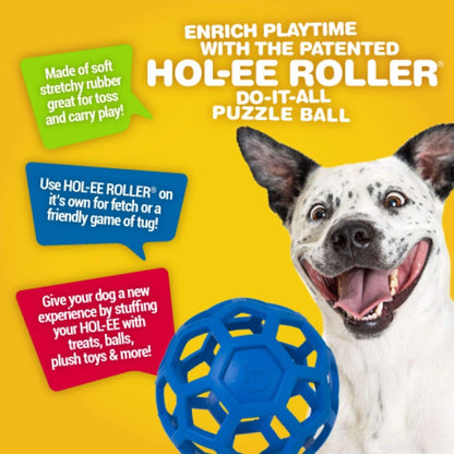 JW Pet Hol-Ee Roller Dog Toy Puzzle Ball, Natural Rubber, Small (3 Inch Diameter), Colors May Vary3