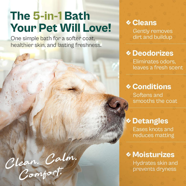 Oatmeal Dog Shampoo and Conditioner for Allergies, Itching and Sensitive Skin - Smelly, Itchy Pet Cleaning Supplies - Puppy Wash, anti Itch and Dandruff, All Natural Formula - with Omega 3'S6