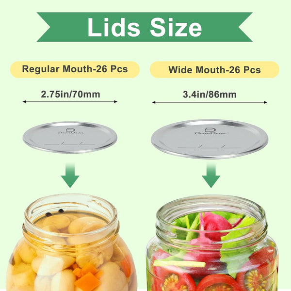 52 Pcs Canning Lids, Regular & Wide Mouth Mason Jar Lids Set, Canning Jar Lids for Ball & Kerr, Redefining Leak-Proof with Perfect Airtight Seal, Compatible with Electric Vacuum Sealers2