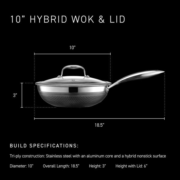 Hexclad 10" Hybrid Nonstick Wok, Dishwasher and Oven Safe, Induction-Ready | Stay-Cool Handles, Dishwasher and Oven Safe up to 900°F, Compatible with All Cooktops3