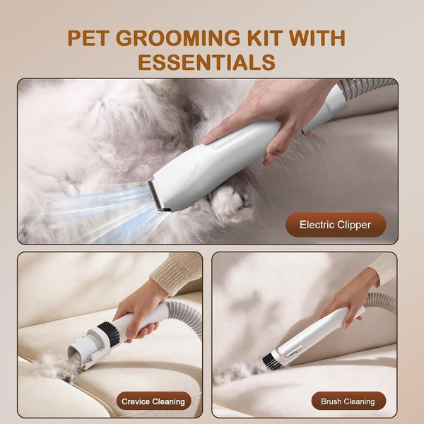 Dog Grooming Vacuum, Dog Grooming Kit, 3 Suction Modes Dog Brush Vacuum with 5 Pet Grooming Tools (Off-White)4